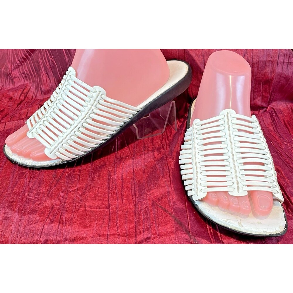 Womens Andiamo White Slip On Lightweight Slide Sandals sz 9M